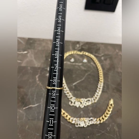 New! 18K Gold Plated, I Love You Cuban Link 4 Piece Jewelry Set - Picture 4 of 10